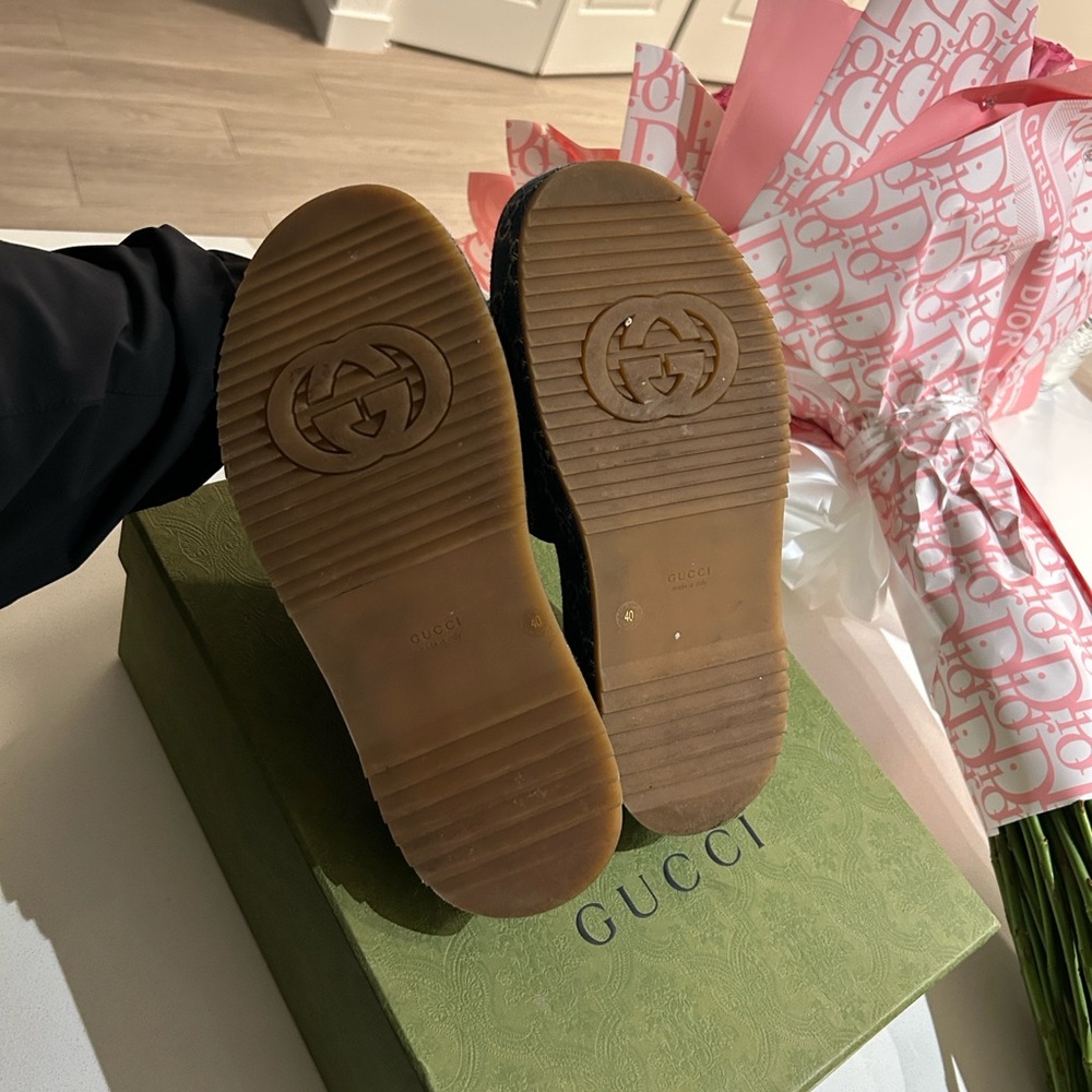 Gucci Denim GG Monogram Platform Slides in Blue - Picture 4 of 4